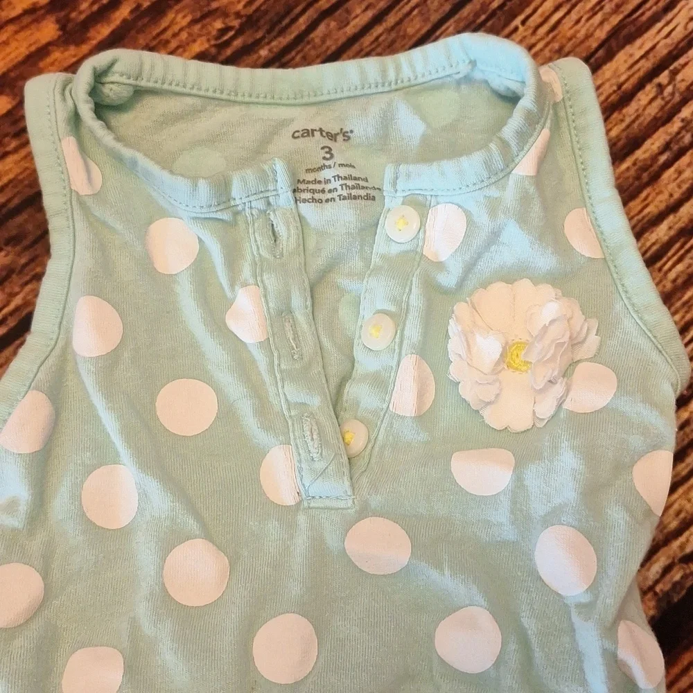 Carter's GIRLS 3 MONTH ONSIE BLUE AND WHITE POLKA-DOT